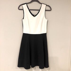 Cynthia Rowley Black and White Color Block Fit and Flare Dress